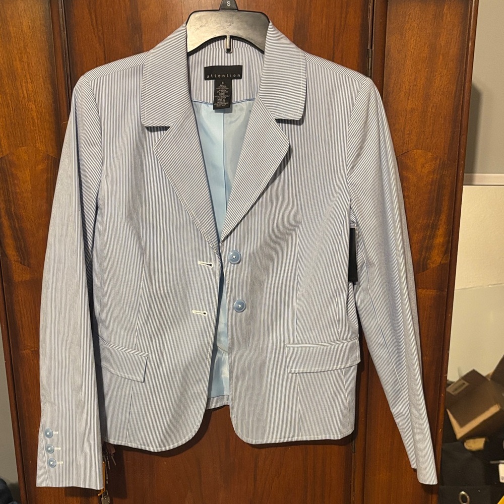 Attention Light Blue Striped Jacket